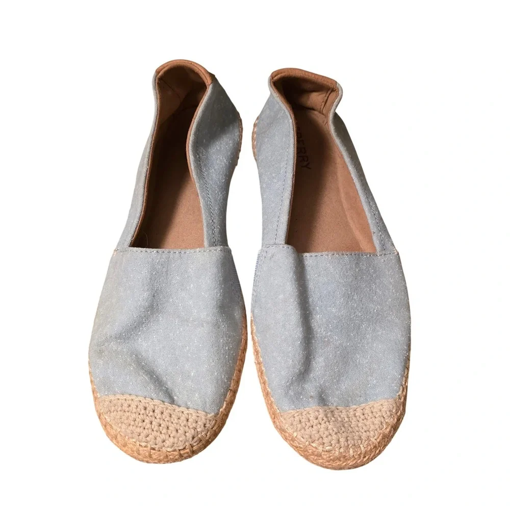 Sperry Women Blue Canvas Espadrille Slip On Flats STS83548 Size 9